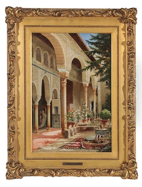 View Of The Alhambra Oil Painting by Alberto Pasini