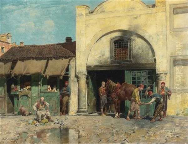 The Blacksmith's Shop Oil Painting by Alberto Pasini