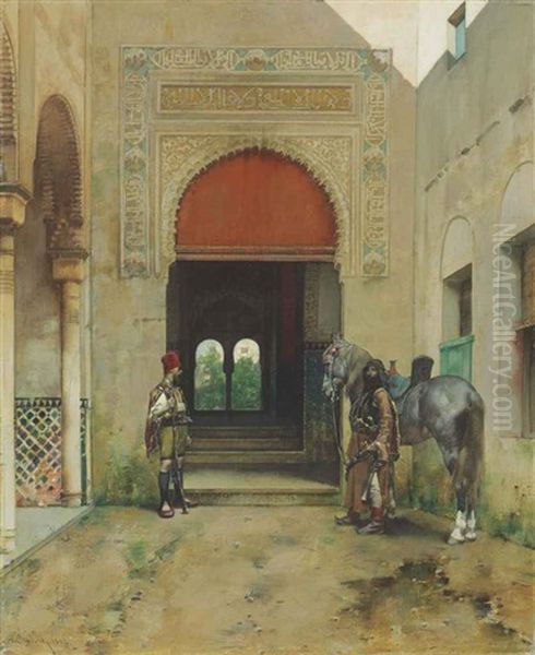 Guarding The Palace Oil Painting by Alberto Pasini