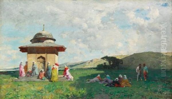 Turkish Women At A Shrine Oil Painting by Alberto Pasini