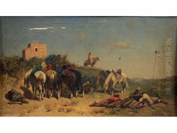 La Halte Des Cavaliers Oil Painting by Alberto Pasini