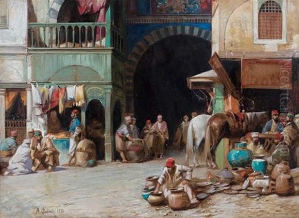 L'entree Du Marche A Istambul Oil Painting by Alberto Pasini