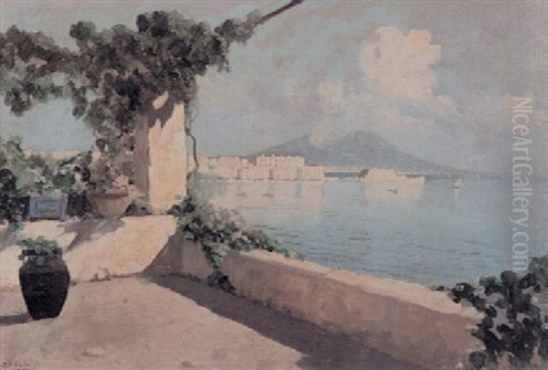 View From An Italian Villa Of The Bay Of Naples Oil Painting by Alberto Pasini