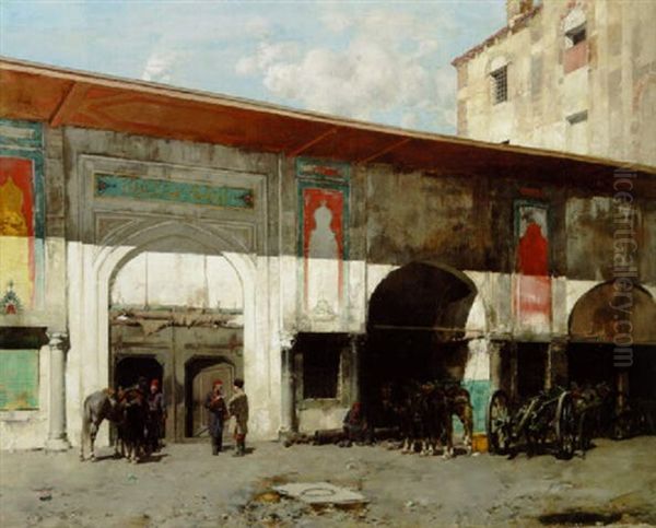 Outside The Gates Oil Painting by Alberto Pasini