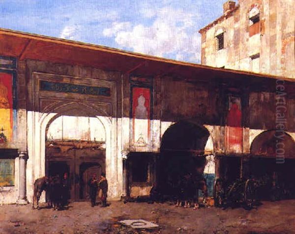 Military Quarters Oil Painting by Alberto Pasini