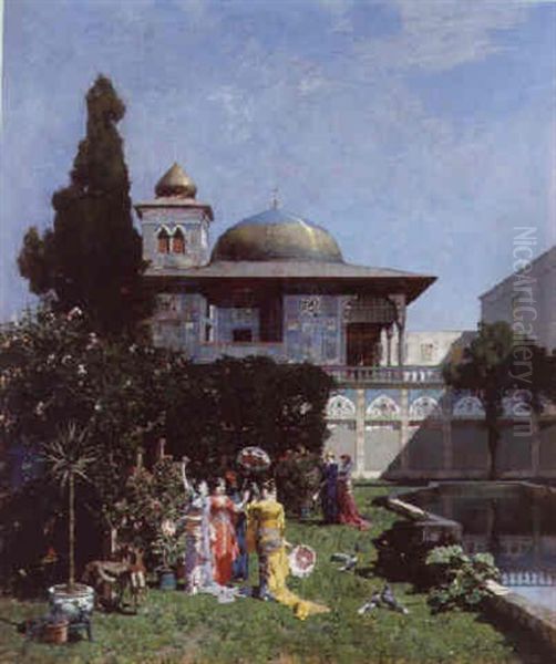 Un Angolo Del Giardino Dell'harem Oil Painting by Alberto Pasini