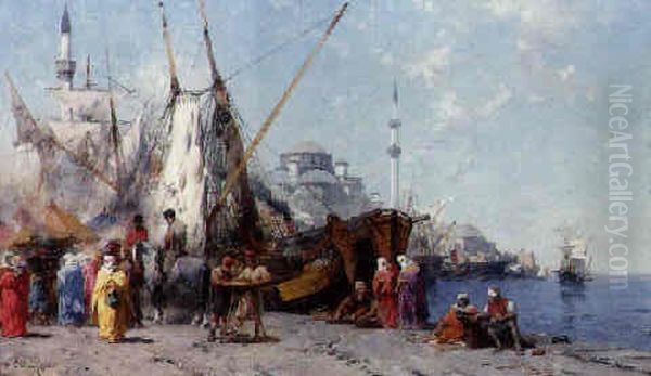 Mercato A Costantinopoli Oil Painting by Alberto Pasini