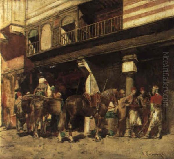 Orientalischer Basar Mit Handelnden Kaufleuten Oil Painting by Alberto Pasini