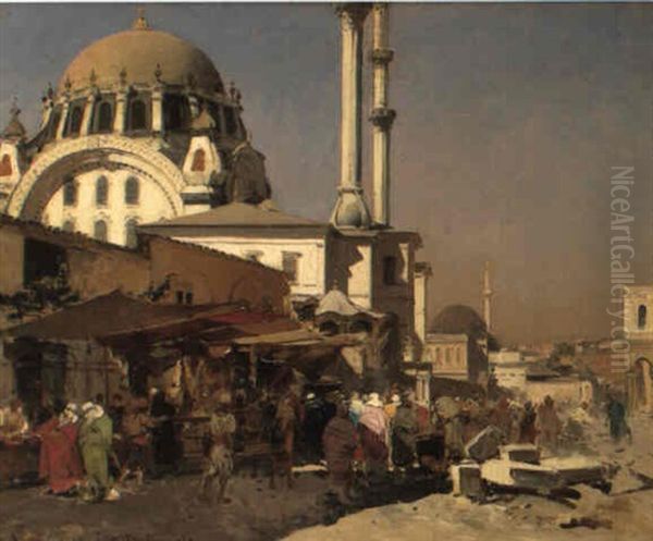 The Mosque Of Mahomoudie Oil Painting by Alberto Pasini