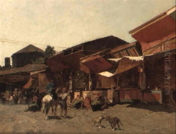 Market In Brussa Oil Painting by Alberto Pasini