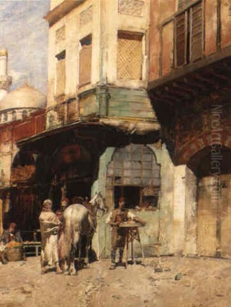 Street Scene In Damascus Oil Painting by Alberto Pasini