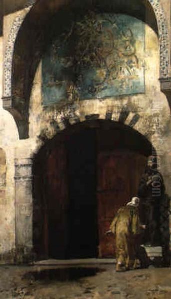 Outside The Gate Oil Painting by Alberto Pasini