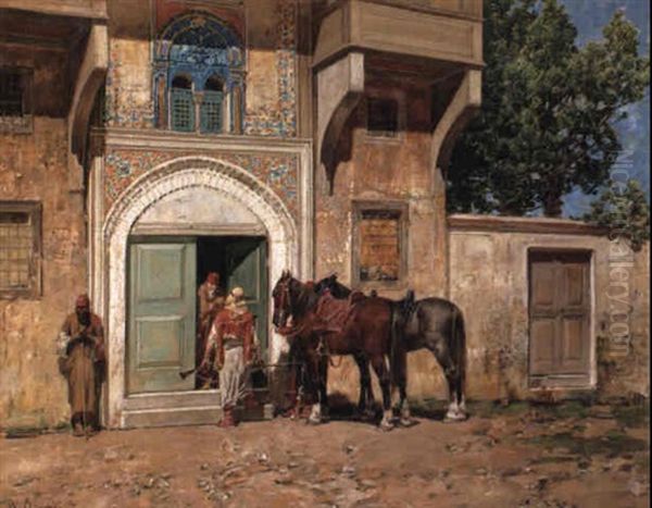 Entrance To The Palace Oil Painting by Alberto Pasini