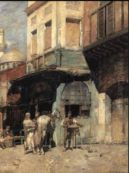 A Street Merchant, Damascus Oil Painting by Alberto Pasini