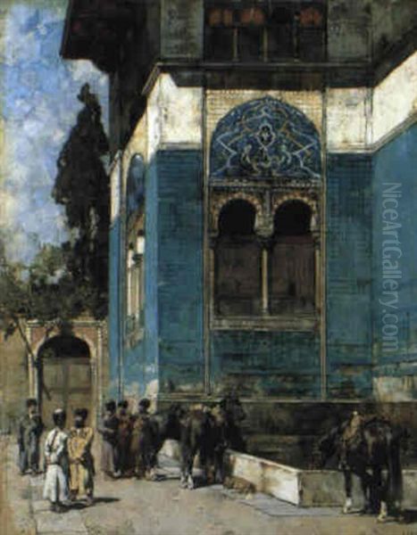 Abbeveratoio Oil Painting by Alberto Pasini