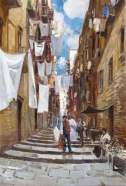 Ruelle Animee En Italie Oil Painting by Lazzaro Pasini