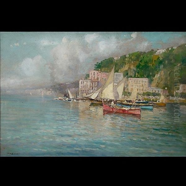 Harbor Seascape Oil Painting by Lazzaro Pasini