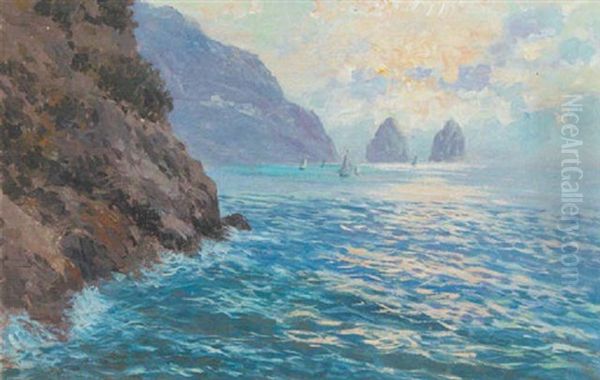 I Faraglioni, Capri Oil Painting by Lazzaro Pasini