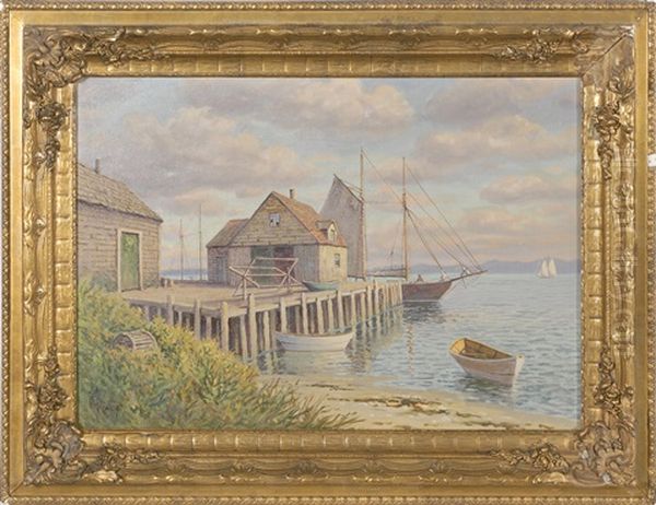 Pier Scene, Possibly Lubec, Maine. by William Frederick Paskell