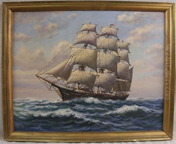 Ship In Full Sail Oil Painting by William Frederick Paskell