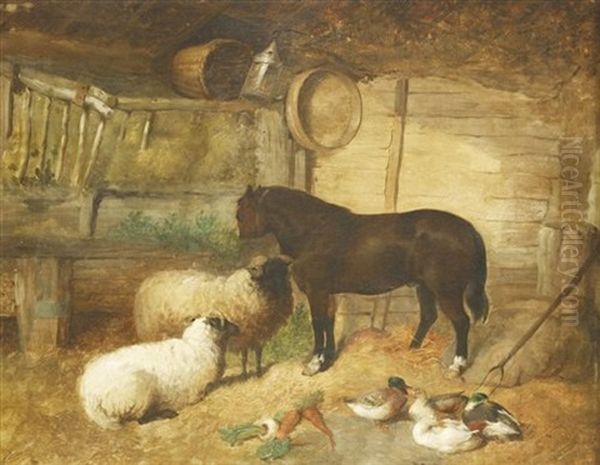 Feeding Time At The Stable Oil Painting by John Fredrick Pasmore