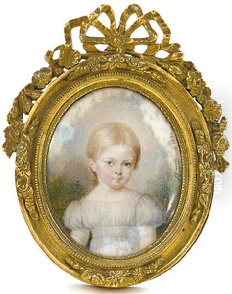 Portrait De Jeune Enfant Oil Painting by Pierre Pasquier