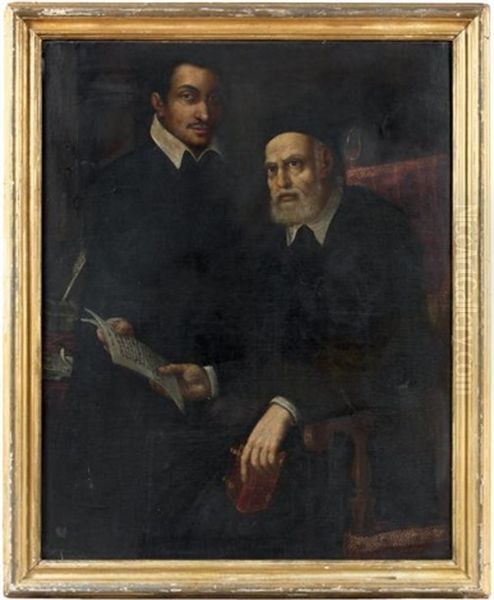 Portrait D'un Ecclesiastique Et De Son Secretaire Oil Painting by Bartolomeo Passarotti