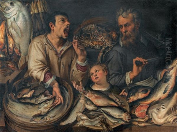 Die Fischhandler Oil Painting by Bartolomeo Passarotti