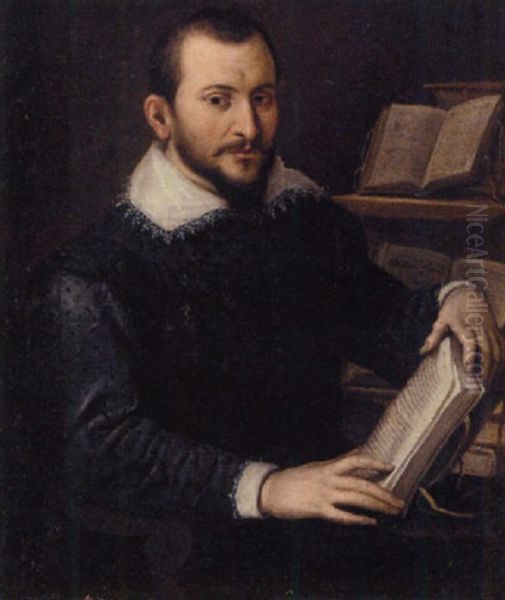 Portrait Of A Scholar Seated At A Desk Oil Painting by Bartolomeo Passarotti