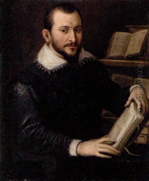 Portrait Of A Scholar Seated At A Desk Oil Painting by Bartolomeo Passarotti