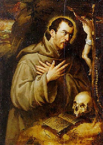 Saint Francis In Prayer Oil Painting by Bartolomeo Passarotti