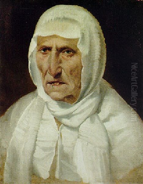 Bust Of A Woman Wearing A White Shawl Oil Painting by Bartolomeo Passarotti