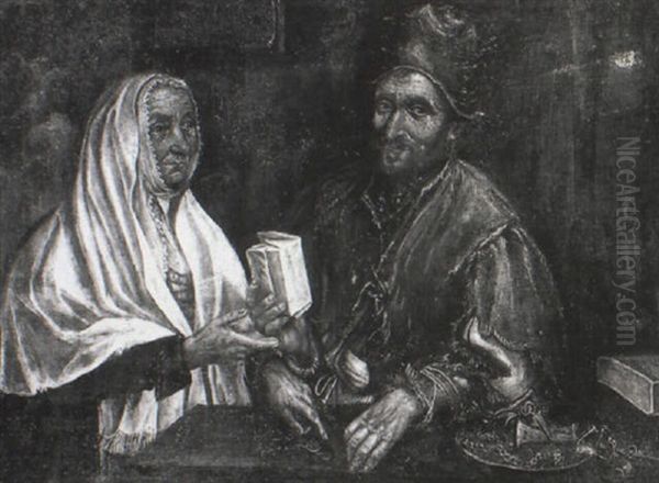 Un Couple De Marchands Oil Painting by Bartolomeo Passarotti