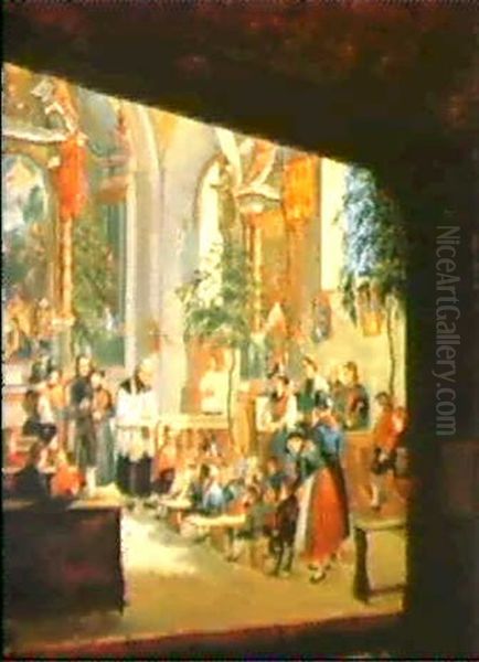 Die Sonntagsschule Oil Painting by Ludwig Von Passauer