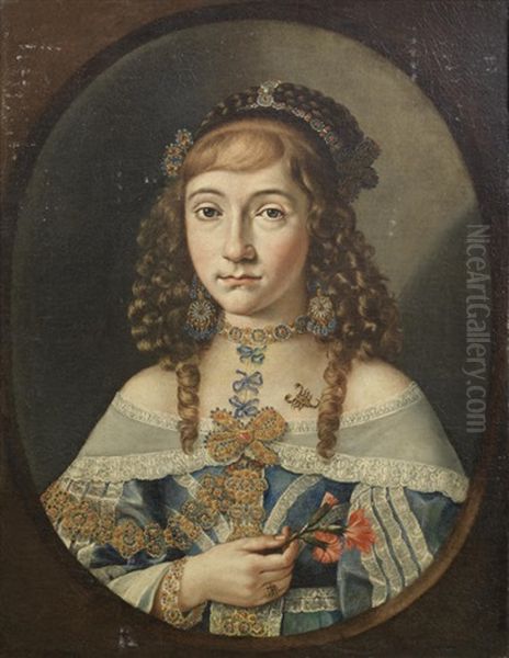 Portrait Of A Young Girl, Possibly From The Molara Family Oil Painting by Giovanni Battista Passeri