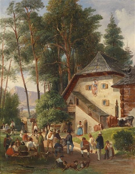 Dorffest Oil Painting by Johann Nepomuk Passini