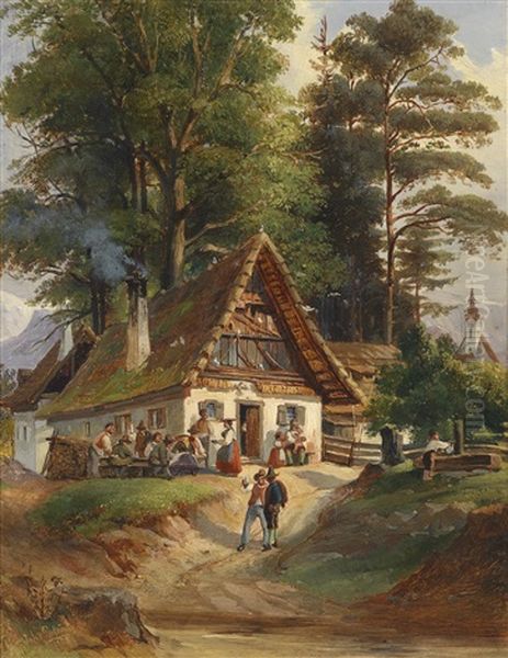 Dorfschenke Oil Painting by Johann Nepomuk Passini