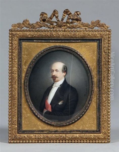 Portrait En Buste Du Duc De Morny Portant Le Grand Cordon De La Legion D'honneur Et La Plaque Des Grands Officiers Oil Painting by Gabriel Aristide Passot