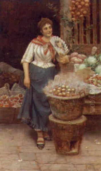 The Potato Seller Oil Painting by Luigi Pastega