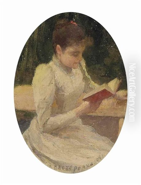 Young Girl Reading Oil Painting by Leonid Osipovich Pasternak