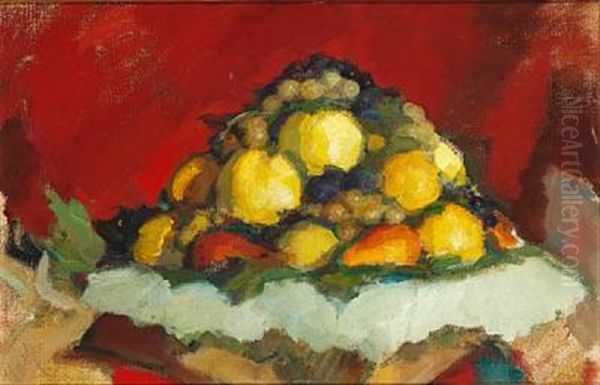 Still Life With Fruits In A Dish Oil Painting by Leonid Osipovich Pasternak