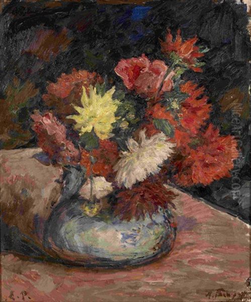 Still Life With Dahlias Oil Painting by Leonid Osipovich Pasternak