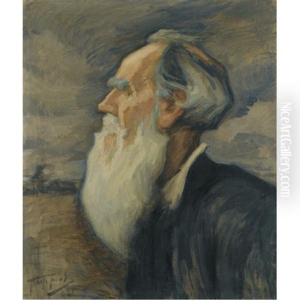 Portrait Of Leo Tolstoy Oil Painting by Leonid Osipovich Pasternak