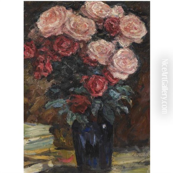 Still Life With Roses Oil Painting by Leonid Osipovich Pasternak