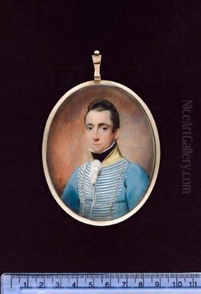 Lieutenant Hugh Henry, Wearing Pale Blue Uniform Of The Light Dragoons Oil Painting by Joseph Pastorini