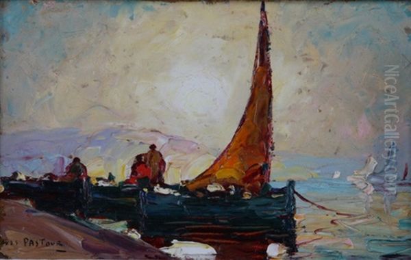 Bateau A Quai Au Matin Oil Painting by Louis Pastour