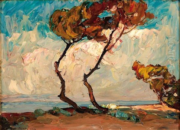 Soiree A L'ile Sainte Marguerite, Cannes Oil Painting by Louis Pastour