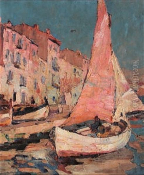 Bateau Pres Du Quai Oil Painting by Louis Pastour