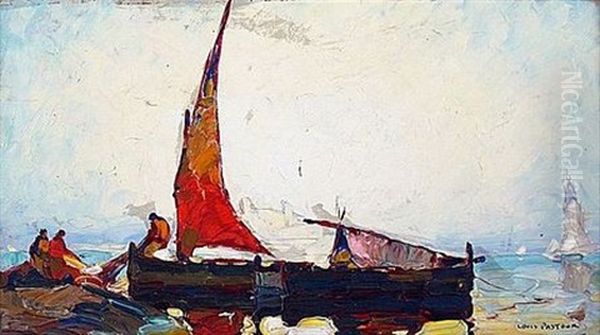 Les Barques De Peche A Cannes (pair) Oil Painting by Louis Pastour