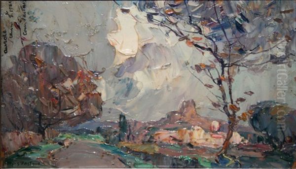 Aurore Cannes Et Barques Au Soleil Couchant (2 Works) Oil Painting by Louis Pastour